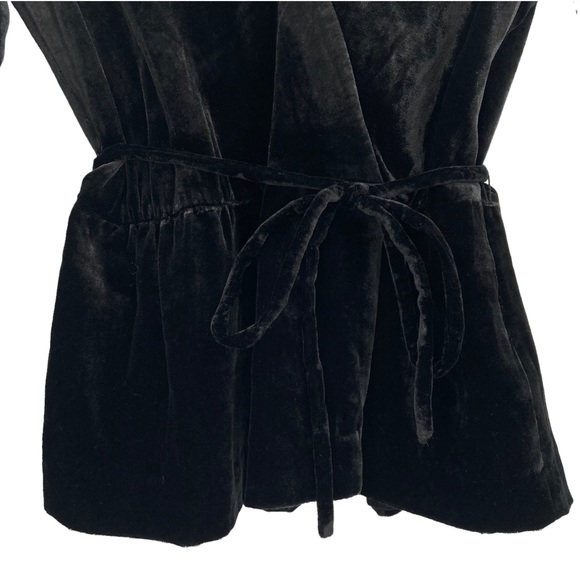 J.Crew Black Velvety Faux Wrap Blouse Sz.4 Long Sleeve Tie Front Party Formal - Picture 4 of 12